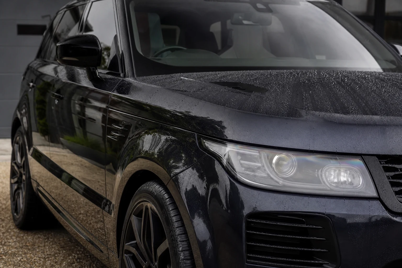 Vehicle exterior after a maintenance wash